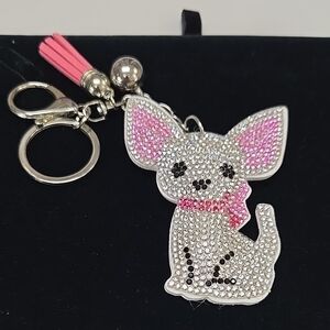 Rhinestone Chihuahua Keychain with Pink Accents